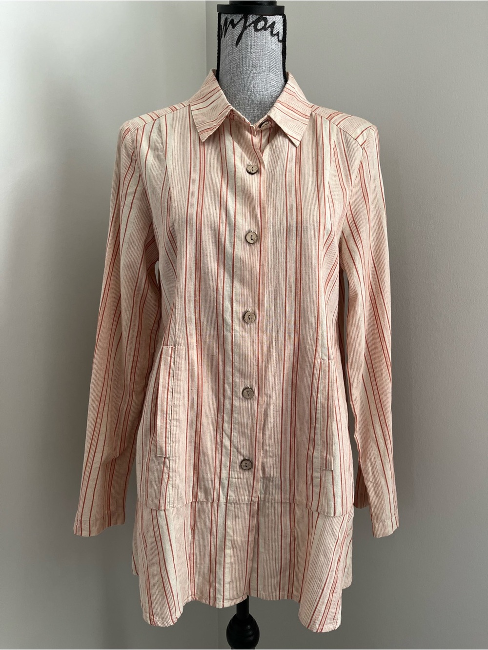 BNWT simply Noelle cotton linen blend striped blouse size S/M
